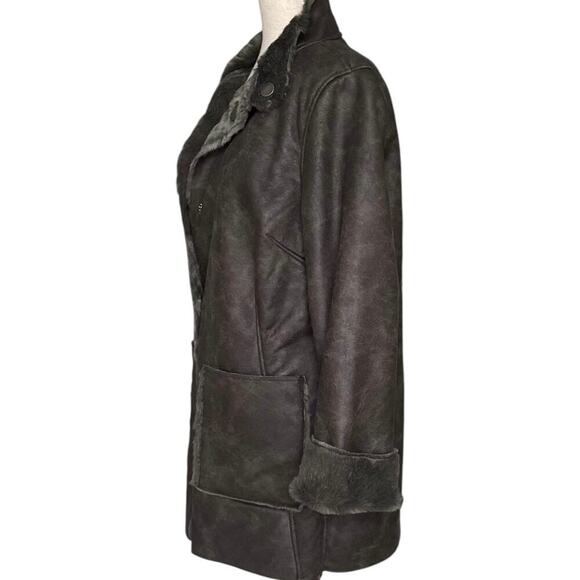 NWT Dylan Faux Leather Faux Fur Reversible Coat | Brown Gray | Women’s Small - Picture 3 of 15